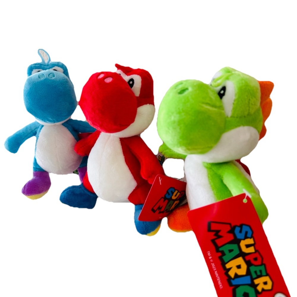 Nintendo Super Mario Set Of 3 YOSHI 7” Plush Green, Blue, & Red New - Picture 2 of 4